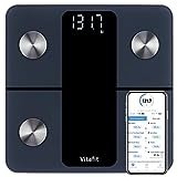 Vitafit Bilancia Pesapersone Professionale, Impedenziometrica Bluetooth con App, Bilancia Pesa Persona Digitale con Misura Peso Corporeo, BMI, Massa Grassa, Muscolaree Ossea, Nero