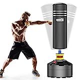 Dripex Sacco Boxe da Terra, 175 Sacco da Boxe Autoportante MMA con Base a 12 Potenti Ventose, Riempibile Sabbia 80 kg/Acqua 60 kg per Adulti Giovani (Base e Sacco Due Pacchi)