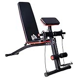 homcom Panca Regolabile per Addominali Multifunzione, Panca Palestra per Allenamento Braccia e Gambe 54x160x106cm, Nero e Rosso