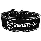 ﻿Beast Gear Cintura Palestra Uomo - Cinta da Palestra Professionale in Pelle - Ideale per Sollevamento Pesi, Bodybuilding, Crossfit, Powerlifting e Squat