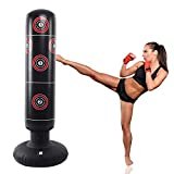LncBoc Sacco da Boxe Gonfiabile da 160 cm, Sacco da Boxe da Terra Sacco da Boxe Pesante, Supporto per Bersaglio Autoportante, Colore nero, per Alleviare la Pressione e il body building