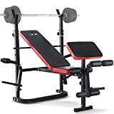 ISE Panca Pesi Pieghevole con Schienale Regolabile & Supporto Bilanciere, Multifunzione Fitness Palestra in Casa,Allenamento per Butterfly Arms, Curl Legs, Support Curl, Max. 150 kg, SY-5430B