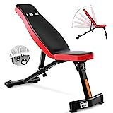 ISE Panca Pesi,Panca Multifunzione Regolabile, Schienale Regolabile in 6 Direzioni,Pieghevole e Salvaspazio con Ruote di Trasporto,Supporto per Gambe per Allenamento Addominale, Max.150 kg, SY-5021