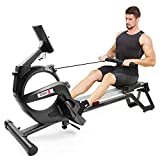 Vogatore magnetico Dripex per uso domestico con resistenza regolabile a 15 livelli, doppia guida in alluminio, monitor LCD per allenamento cardio e di forza