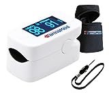 FARMAMED 3 in 1 Saturimetro da dito, Ossimetro, Pulsossimetro professionale per Saturazione Ossigeno, Frequenza Cardiaca e Indice Perfusione, Display OLED XXL ruotabile, Custodia in dotazione, Bianco
