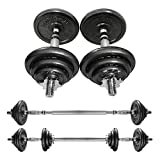 PROIRON Ghisa 20Kg Manubri Regolabili Set Con Prolunga Barra Della Maniglia Perfetta per Body Building, Pesistica Fitness, Allenamento, Palestra Casa