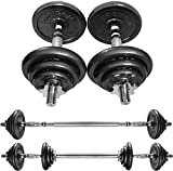 PROIRON Ghisa 20Kg Manubri Regolabili Set Con Prolunga Barra Della Maniglia Perfetta per Body Building, Pesistica Fitness, Allenamento, Palestra Casa