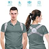 Meamae care Correttore postura schiena Intelligente ricaricabile con cavo USB, Fascia posturale spalle e schiena per schiena dritta uomo e donna (Bianco)